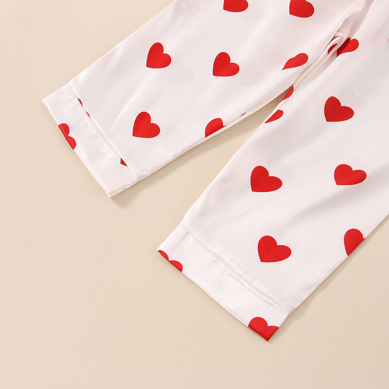 Vaikų mergaičių pižamų rinkiniai rudens žiemos laisvalaikio poilsio drabužiai miegui Kūdikių mergaitėms ilgomis rankovėmis sagos Viršūnės + kelnės LoveHeart Print pižamos