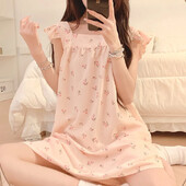 Lenjerie de noapte ocazională de vară, maiou pentru femei, stil dulce, lenjerie de bumbac, haine de acasă, guler pătrat, cămăși de noapte fără mâneci, cămăși de dormit