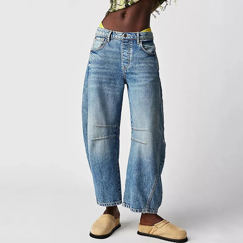 2024 New Arrivals Γυναικεία φαρδιά τζιν, μοδάτα παντελόνια φαρδιά μέχρι τον αστράγαλο για το γραφείο Lady