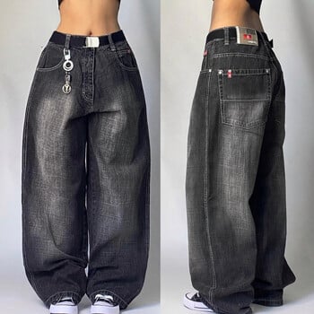 Harajuku Fashion Heavy Industry Blue Washed Baggy Jean с множество джобове Дамски Y2K улични популярни готически панталони с висока талия и широки крачоли