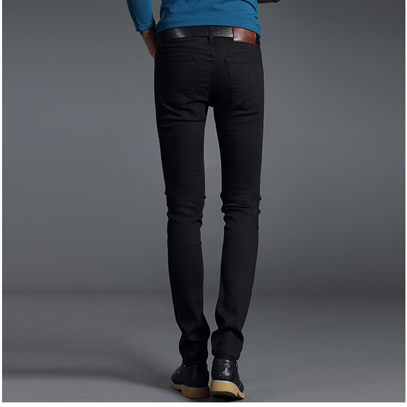 Moda noi blugi negri albastri din denim pentru bărbați Pantaloni slim fit din denim Pantaloni elastici din bumbac Pantaloni creion clasici de zi cu zi