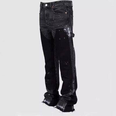 Blugi spălați Bărbați Pantaloni de epocă până la gleznă Buzunare cu talie mijlocie Fermoar cu nasturi Denim învechit Pantaloni drepți