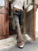 Vintažinės plokštės su kutais Džinsai Suvaržytos tiesios kelnės Netaisyklingos plokštės Kelnės aukštu liemeniu Džinsai Gatvės apranga moterims