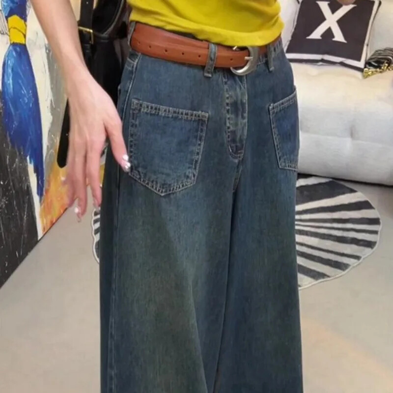 2023-as új farmer nadrágok női nyári lobogók széles lábak, laza, seprő padló, magas derék, karcsúsító, túlméretezett farmer 200 font hordható