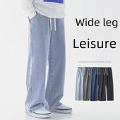 Ανοιξιάτικο φθινόπωρο Νέο ανδρικό τζιν Ιαπωνικό Vintage ελαστική μέση casual ίσιο παντελόνι Μοντέρνο φαρδύ παντελόνι Loose Fit