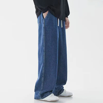 Ανοιξιάτικο φθινόπωρο Νέο ανδρικό τζιν Ιαπωνικό Vintage ελαστική μέση casual ίσιο παντελόνι Μοντέρνο φαρδύ παντελόνι Loose Fit