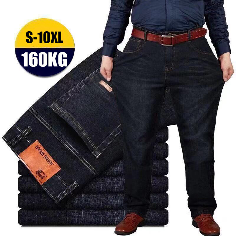 Pánske džínsy, nadrozmerné, čierne, modré, voľné, veľké veľkosti, ležérne, hrubé nohavice, pánske cargo nohavice, Pantalon Homme 8XL 10XL