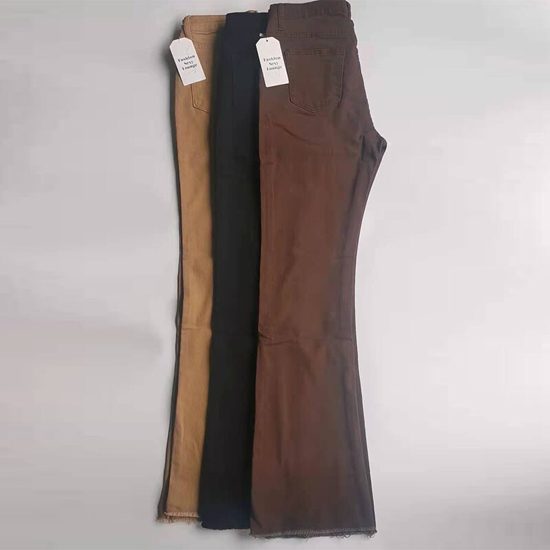 Dámske džínsy s vysokým pásom, vintage khaki, džínsové nohavice Y2K, streetwear, Harajuku, strečové capri, dámske módne tepláky