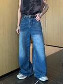 Pánske vrecovité rovné džínsy, zúfalé modré, módne mládežnícke streetwear džínsové nohavice, osobnosť, hip hop, pánske nohavice, trendy značka