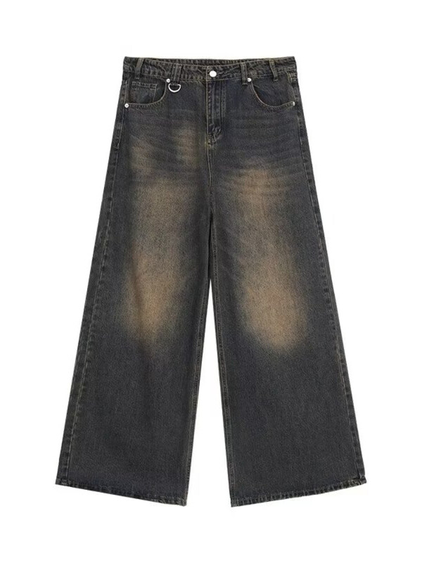 Pánske vrecovité rovné džínsy, zúfalé modré, módne mládežnícke streetwear džínsové nohavice, osobnosť, hip hop, pánske nohavice, trendy značka