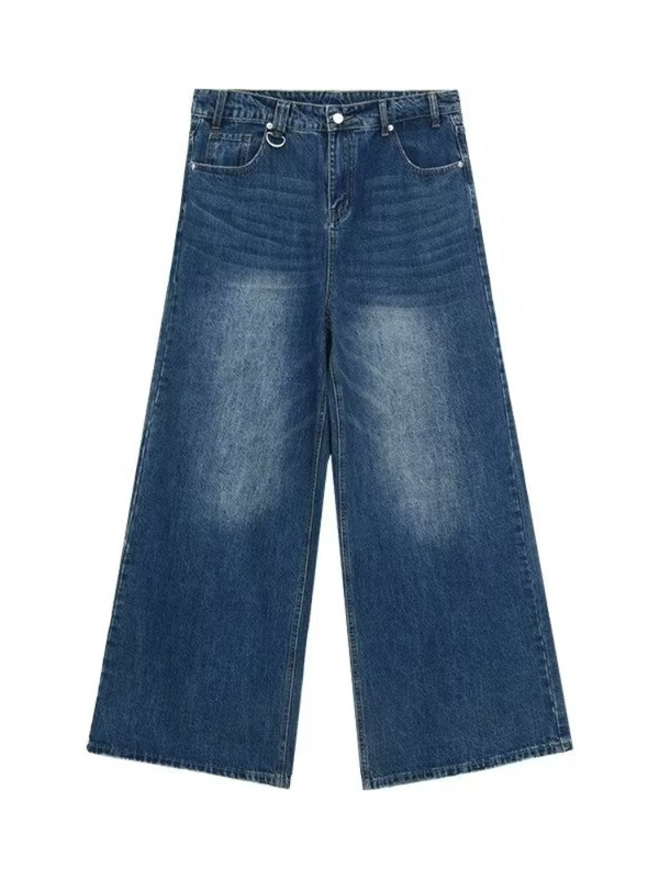 Pánske vrecovité rovné džínsy, zúfalé modré, módne mládežnícke streetwear džínsové nohavice, osobnosť, hip hop, pánske nohavice, trendy značka