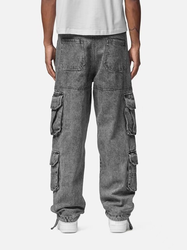 Retro hip hop cargo stiliaus daugiakišeniai tiesūs džinsai vyriški Y2k kelnės Punk rock Harajuku gatvės stiliaus aptempti plačių kojų džinsai