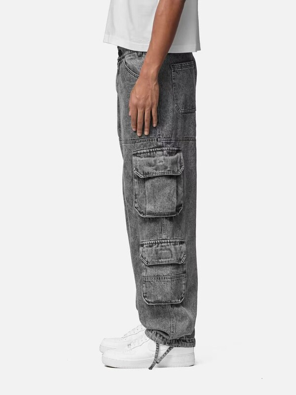 Retro hip hop cargo stiliaus daugiakišeniai tiesūs džinsai vyriški Y2k kelnės Punk rock Harajuku gatvės stiliaus aptempti plačių kojų džinsai