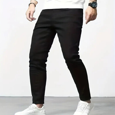 Pánske džínsy Slim Fit Kvalitné sivé ležérne pánske džínsy Nohavice Skinny Fit Pánske nohavice Hip Hop Streetwear 98% bavlna Denim Nohavice