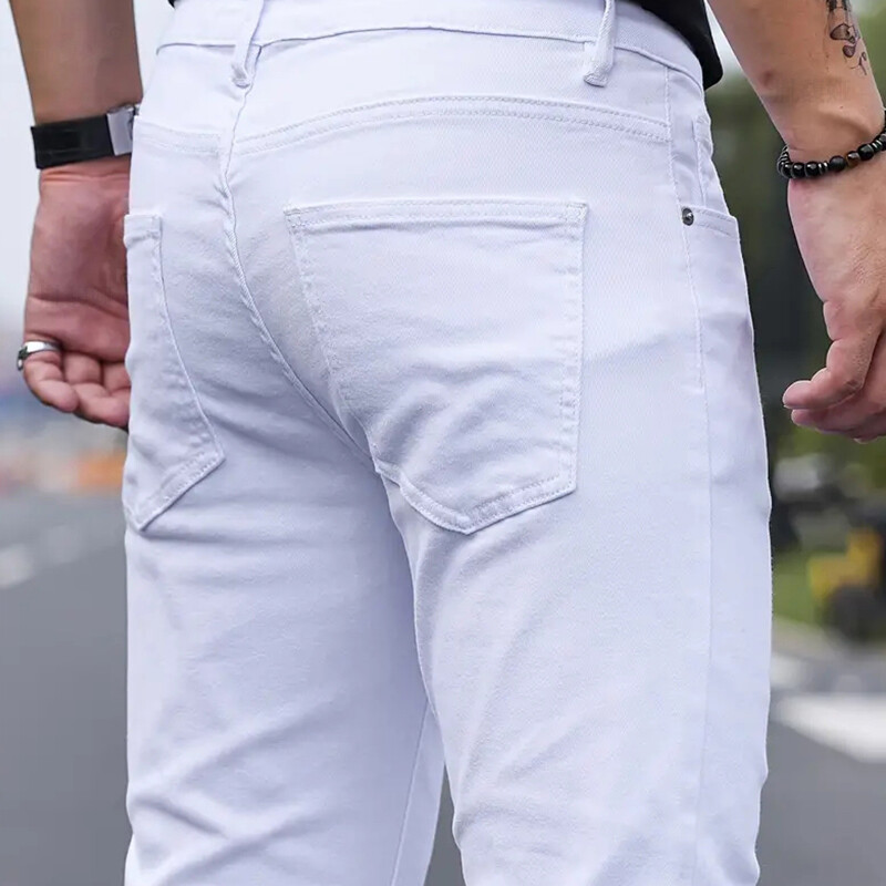 Pánske džínsy Slim Fit Kvalitné sivé ležérne pánske džínsy Nohavice Skinny Fit Pánske nohavice Hip Hop Streetwear 98% bavlna Denim Nohavice