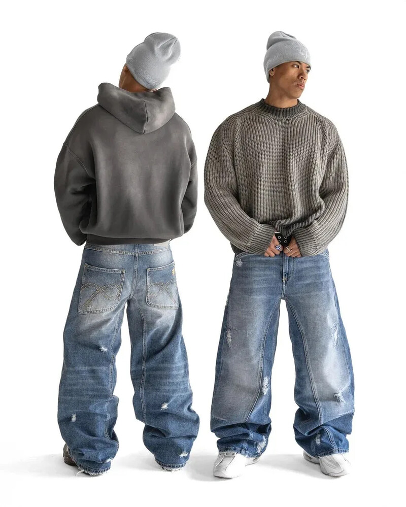 Americké vintage džínsy Y2k s raw edge a dierkou, vyprané, patchworkové, výšivky, vrecovité džínsy, pánske, dámske, rovné, streetwear