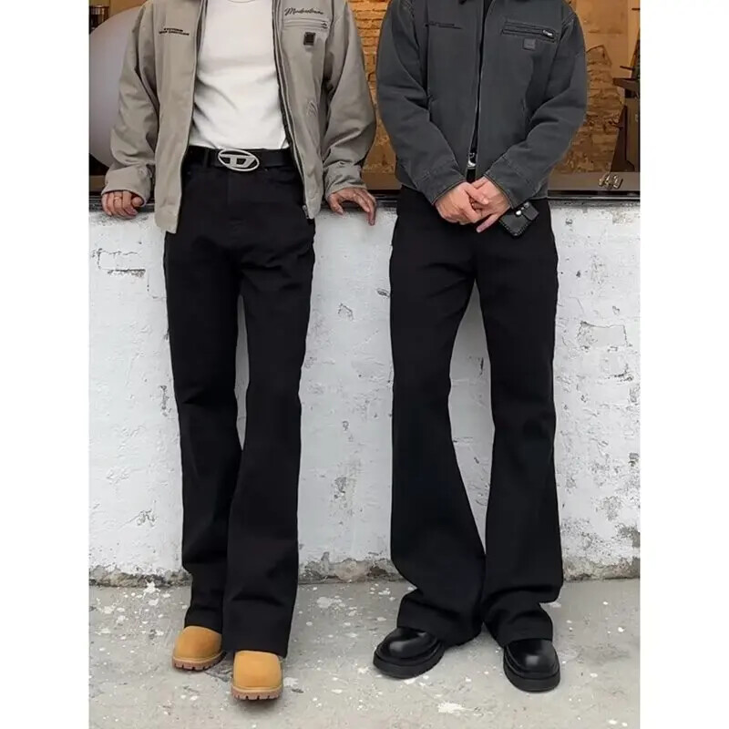 Blugi negri cu picioare drepte pentru bărbați Cleanfit stil american High Street elastic Slims Smooths Silhouette Pantaloni Primăvară Toamnă