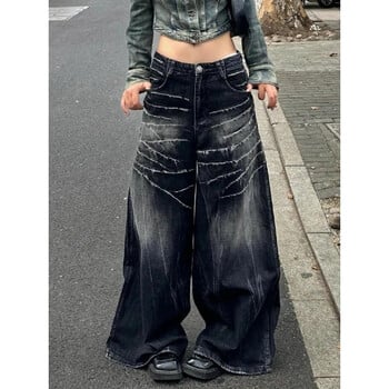 Deeptown Y2k America Style Oversized Jeans Woman High Street Harajuku φαρδύ τζιν Vintage Gothic Grunge αισθητικής παντελόνι