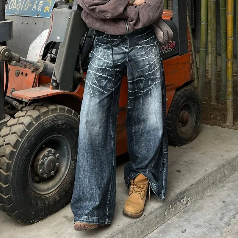 Deeptown Y2k America Style Blugi supradimensionați Femei High Street Harajuku Baggy Denim Pantaloni estetici vintage gotici Grunge
