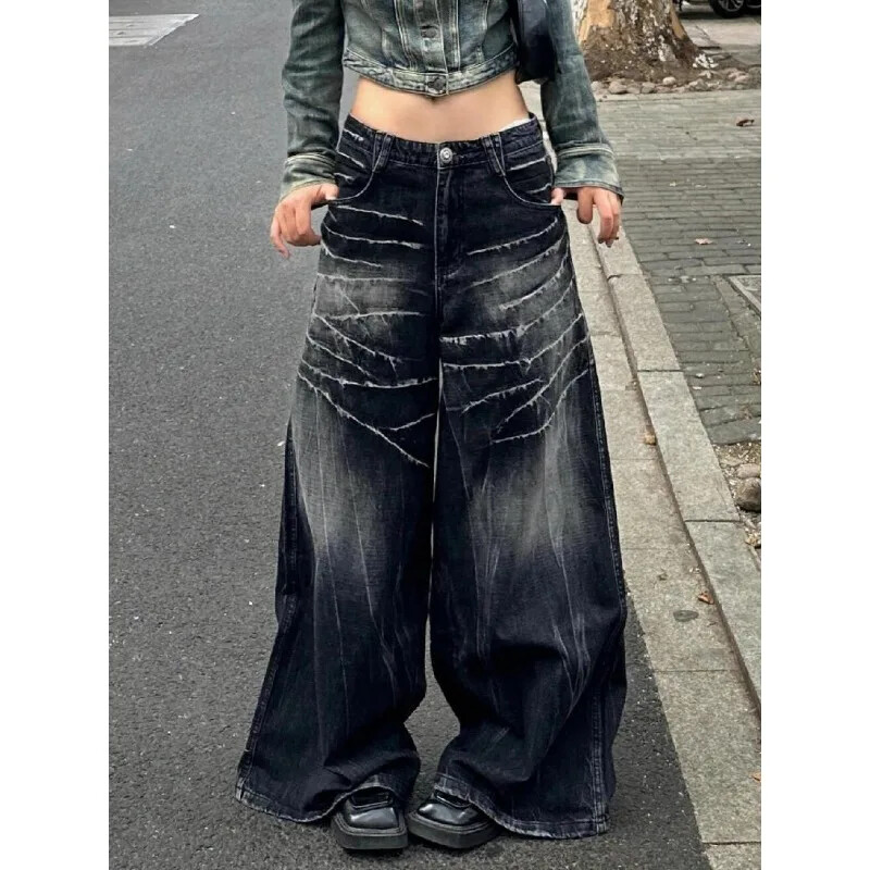 Deeptown Y2k America Style Blugi supradimensionați Femei High Street Harajuku Baggy Denim Pantaloni estetici vintage gotici Grunge
