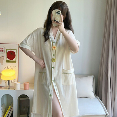 Szexi hálóruha pamut női fehérnemű Hálóruha rövid ujjú alkalmi hálóing Otthoni ruhák Nyári laza pizsama Pijama Femme