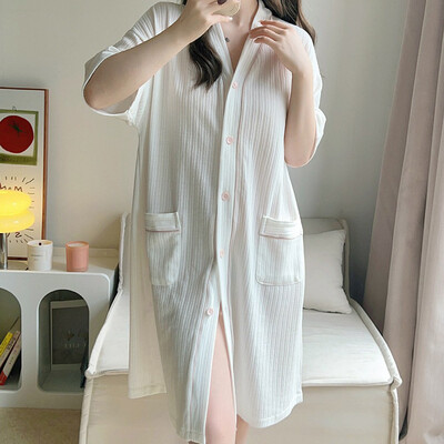 Szexi hálóruha pamut női fehérnemű Hálóruha rövid ujjú alkalmi hálóing Otthoni ruhák Nyári laza pizsama Pijama Femme