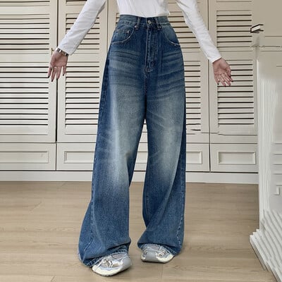 Rimocy Streetwear Blugi Cargo Baggy Femei 2024 Moda Spălați Pantaloni Denim cu talie înaltă Femei Vintage Y2K Pantaloni lați Femei