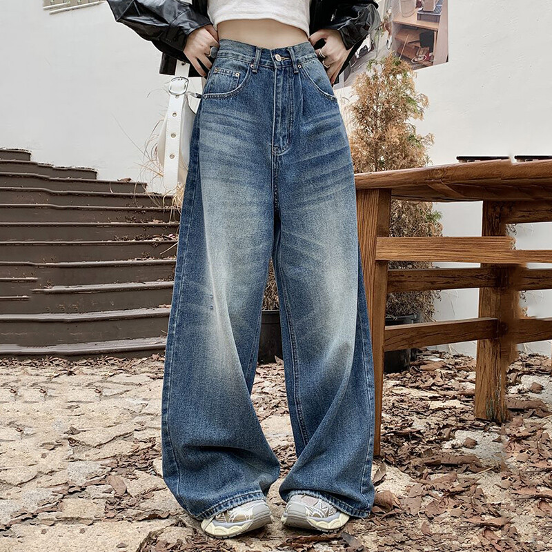 Rimocy Streetwear Cargo baggy farmer női 2024 divatos mosott magas derekú farmer nadrág női vintage Y2K széles szárú nadrág női