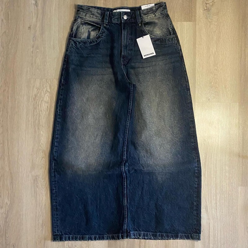 Y2K Harajuku naujos gotikinės, senos, skalbtos raidės, spausdintos maišeliais džinsai, moteriški gatvės drabužiai, madingi senoviniai laisvalaikio kelnės aukštu juosmeniu plačiomis kojomis