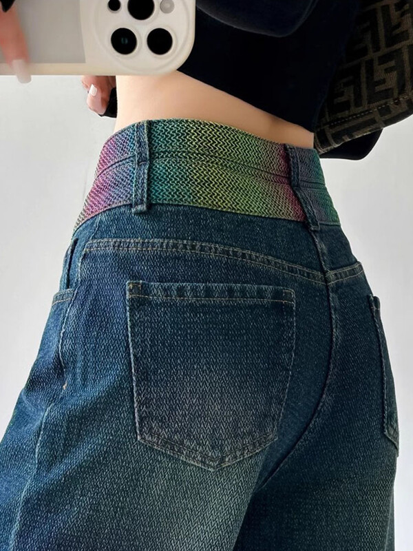 Dámske džínsy Chi Baggy s vysokým pásom, rovné, streetwear, vintage, široké nohavice, jar, jeseň, kórejské, ležérne, nové, Kot Pantolon