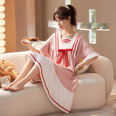 Aranyos rajzfilm hálóruha Női Hálóruhák Köntös Nyári Hálóruha Pamut pizsama hálóing Vintage ruha Otthoni ruhák