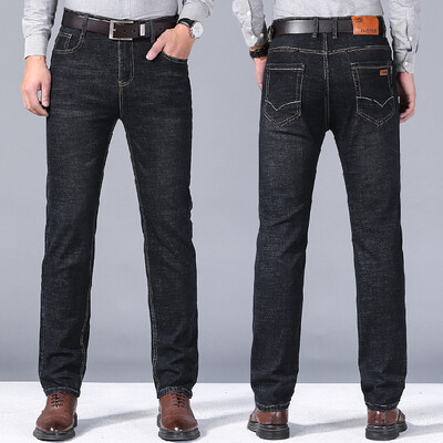 Blugi denim pentru bărbați noi Business Casual Brand Work OL Moda de zi cu zi Nou-veniți Pantaloni Plus Size Solid Albastru Negru Pantaloni pentru bărbați