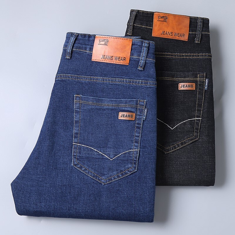 Blugi denim pentru bărbați noi Business Casual Brand Work OL Moda de zi cu zi Nou-veniți Pantaloni Plus Size Solid Albastru Negru Pantaloni pentru bărbați