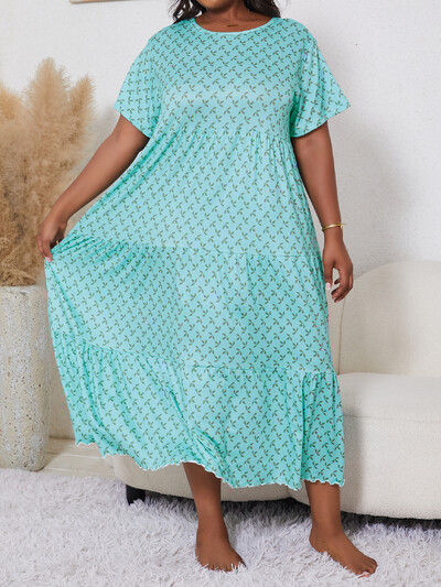 Vasariškos gaivios ir mielos margintos trumpomis rankovėmis ilgomis oversized moteriškos pižamos pižamos ir namų rūbai