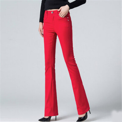 Slim Candy Colors Flare Jeans Fashion Streetwear Μεσομεσαία με καμπάνα Stretch Vaqueros Γυναικεία κλασικά τζιν παντελόνια καμπάνα