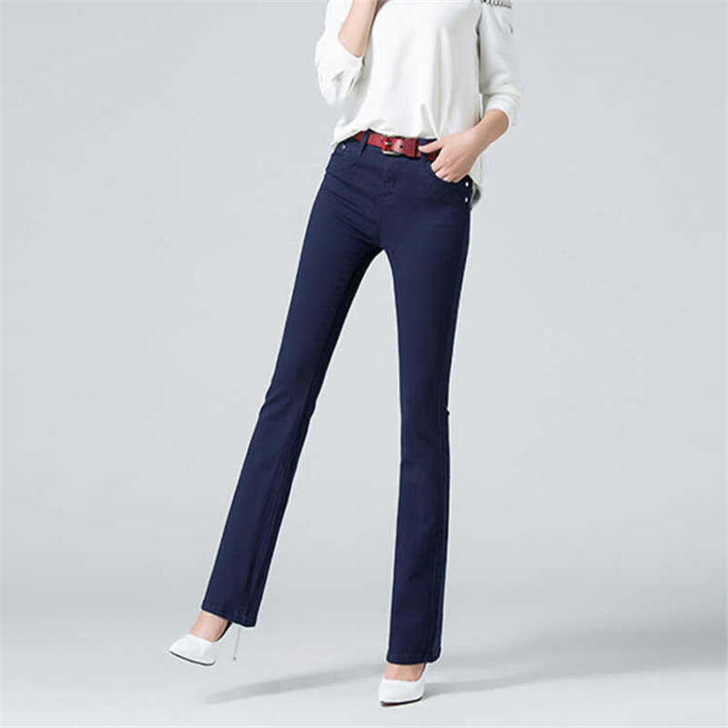 Slim Candy Colors Flare Jeans Fashion Streetwear Μεσομεσαία με καμπάνα Stretch Vaqueros Γυναικεία κλασικά τζιν παντελόνια καμπάνα