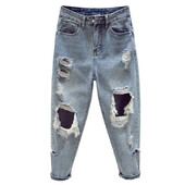 2020 tavasz nyár ősz új Nagy méretű női divat alkalmi farmer nadrág női női szakadt farmer női BA6