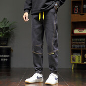 Pánske džínsy s kapucňou, jar a jeseň 2024, čierne, modré, ležérne, cargo, streetwear, džínsové, jogger, pánske vrecovité, háremové, džínsy, plus veľkosť M-8XL