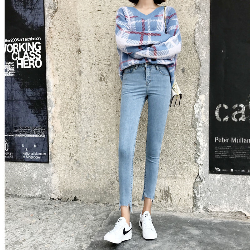 Dámske džínsy po členky, ležérne vysoké nohavice s úzkym džínsom, retro legíny, Vaqueros Streetwear, slim nohavice, strečové nohavice