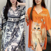 Cămașă de noapte sexy Cămașă de noapte din mătase de vară pentru femeie Senior Sense of Big Yards Rochie cămașă de lungime medie Pure Desire Cămașă de vânt Cămașă de noapte Sk