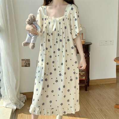 Plus Size 5XL 150KG Rochie de dormit pentru femei de vară Cămașă de noapte cu mânecă scurtă Cămașă de noapte dulce