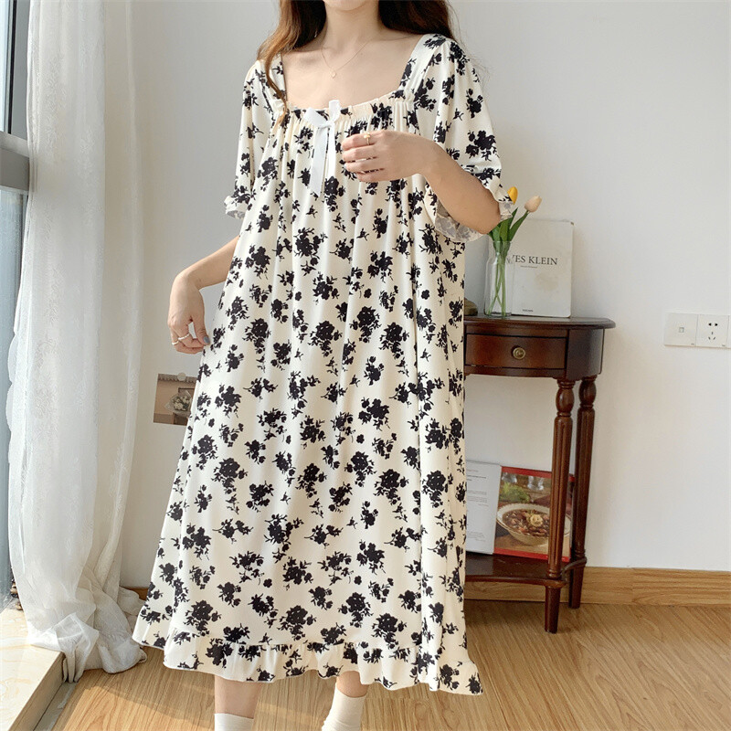 Plus Size 5XL 150KG Rochie de dormit pentru femei de vară Cămașă de noapte cu mânecă scurtă Cămașă de noapte dulce