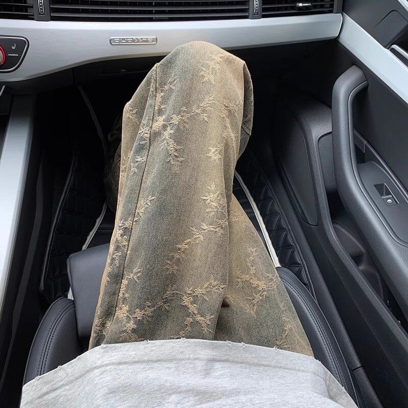 Amerikai high street retro férfi és női divatos egyenes szárú farmer őszi páros személyiség hip-hop mikrotrombita alkalmi nadrág