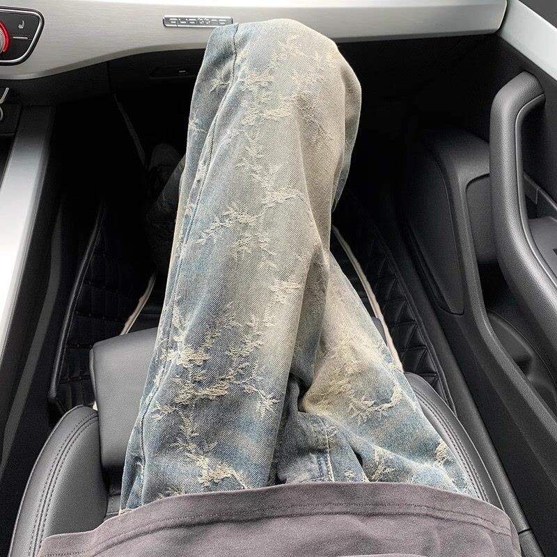 Amerikai high street retro férfi és női divatos egyenes szárú farmer őszi páros személyiség hip-hop mikrotrombita alkalmi nadrág