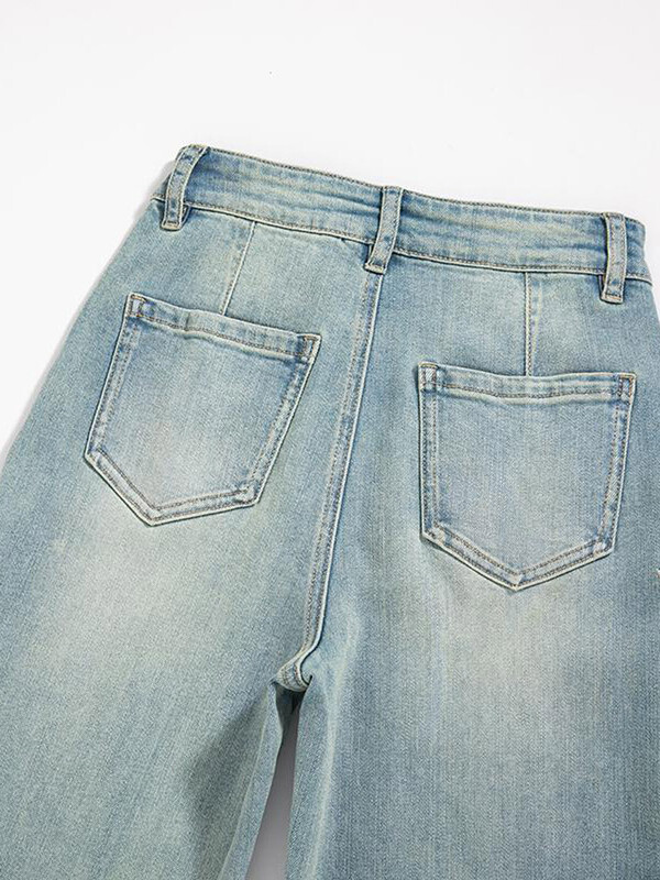 Női Kék Y2k táskás farmer farmer nadrág Koreai bő hímzés Jean nadrág Vintage Harajuku 2000-es évek Szemetes, túlméretezett ruhák 2024