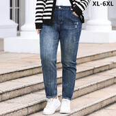 Plus Size Γυναικείο Τζιν 6XL 110 KG Stretched Classic Denim Παντελόνι 5XL 4XL Loose μεγάλο θηλυκό ρετρό παντελόνι μολύβι για κορίτσια