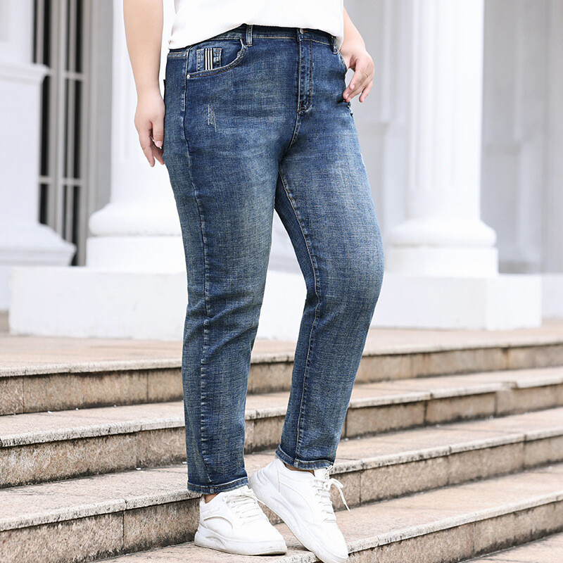 Plus Size Γυναικείο Τζιν 6XL 110 KG Stretched Classic Denim Παντελόνι 5XL 4XL Loose μεγάλο θηλυκό ρετρό παντελόνι μολύβι για κορίτσια