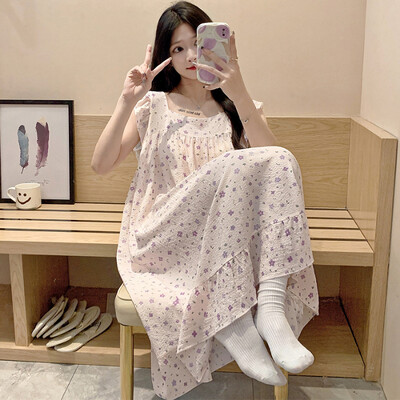 Nagy méretű pizsama női ráncos ruha nyári édes rajzfilm diák bő hálóing Vékony nappaliruha külső viselet otthoni ruhák