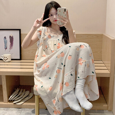 Nagy méretű pizsama női ráncos ruha nyári édes rajzfilm diák bő hálóing Vékony nappaliruha külső viselet otthoni ruhák