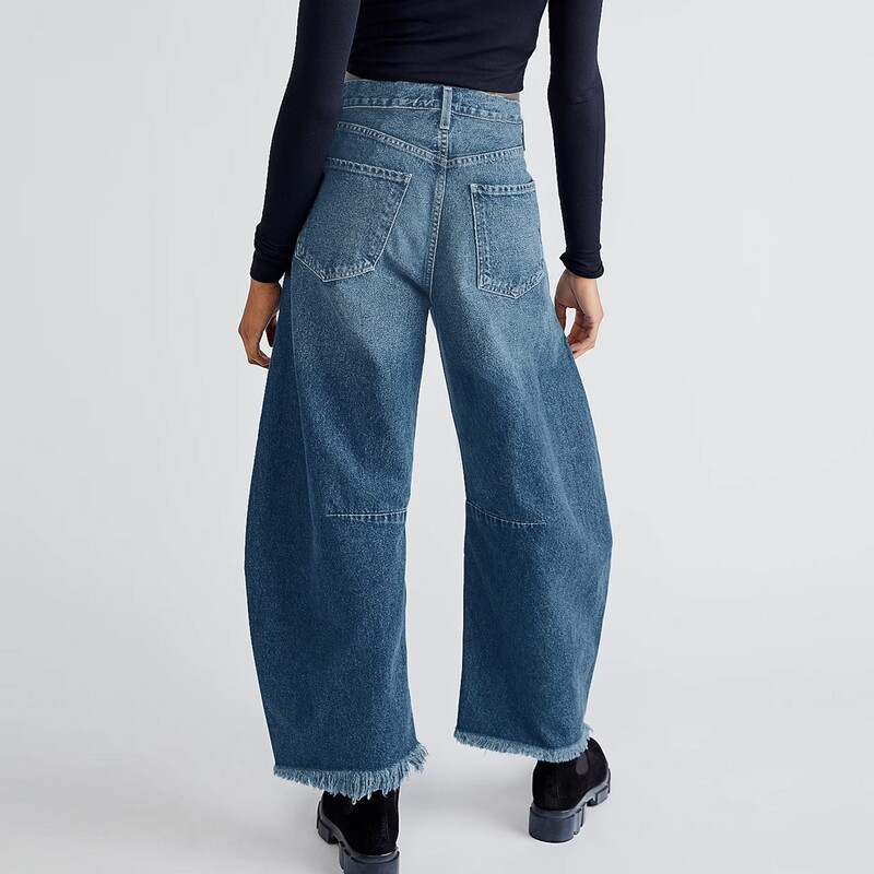 Női táskás, széles szárú nadrágok farmernadrág hordó barát Vágott szegélyű farmernadrág 2000-es évek japán stílusú Y2k női ruházat 2024